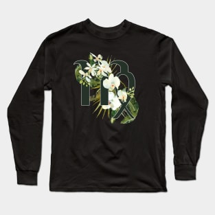 Virgo Horoscope Zodiac White Orchid Design Long Sleeve T-Shirt